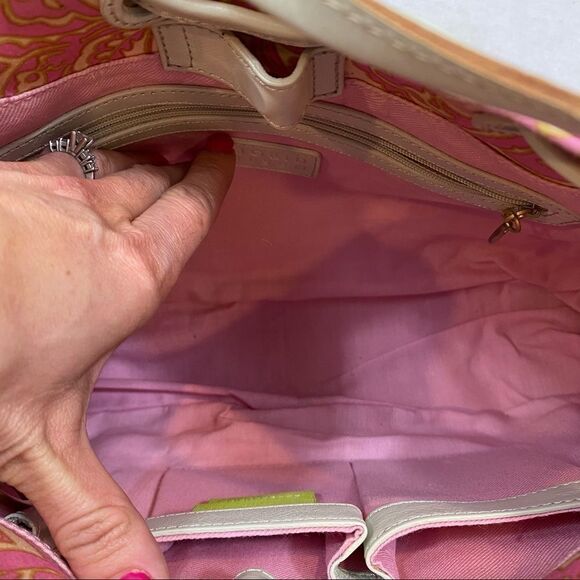 Sigrid Olsen TWILLIGHT pais pink multi Paisley  sequin  Leather Bag - Picture 14 of 14